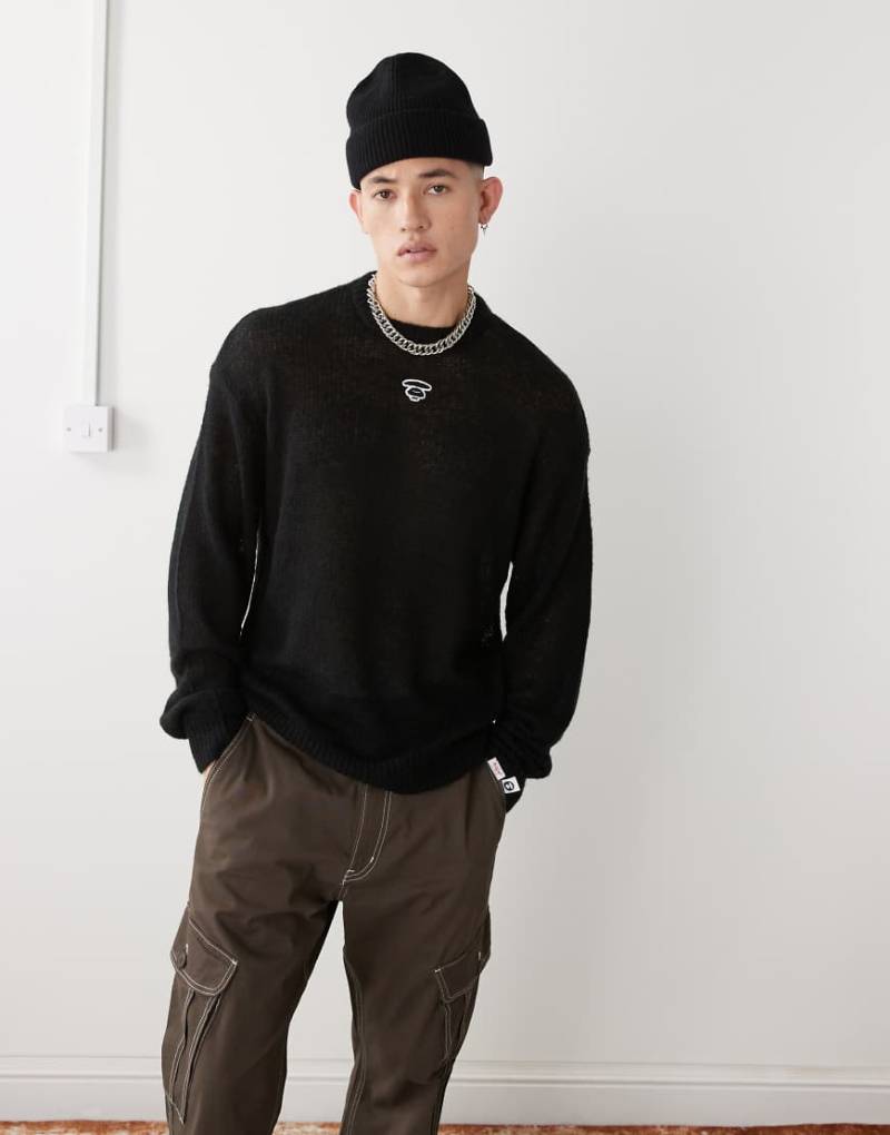 AAPE by A BATHING APE - Pullover in Schwarz mit Logo und Rückenprint-Grau von AAPE BY A BATHING APE®
