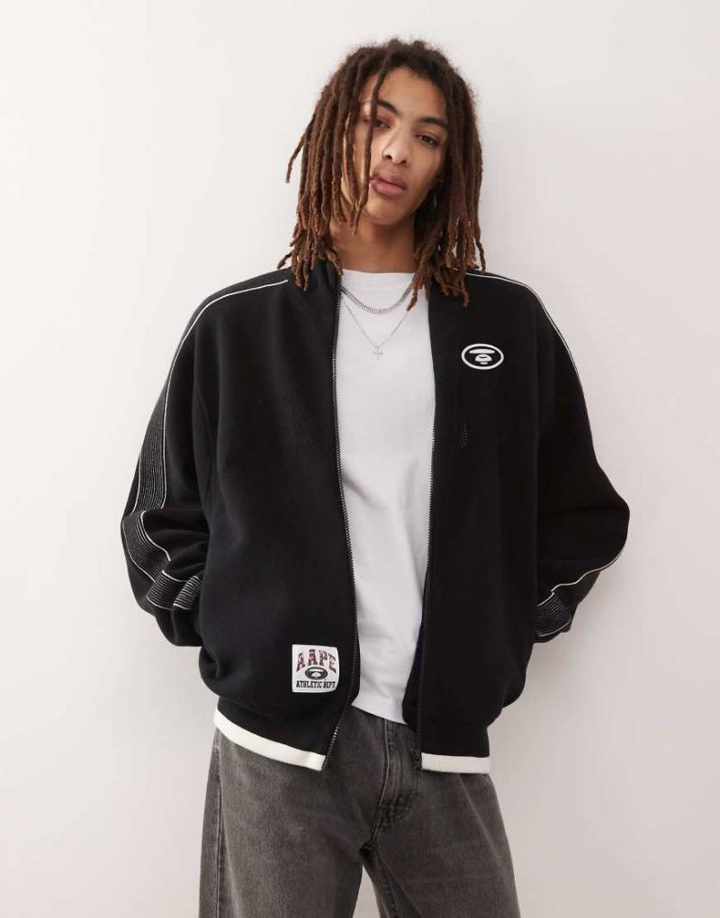 AAPE by A BATHING APE - Trainingsjacke aus Strickstoff in Schwarz mit College-Logo-Marineblau von AAPE BY A BATHING APE®