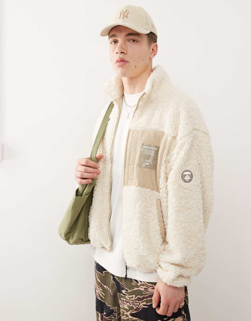 Aape By A Bathing Ape - Fleece-Sweatshirt in Beige mit Logo-Neutral von AAPE BY A BATHING APE®
