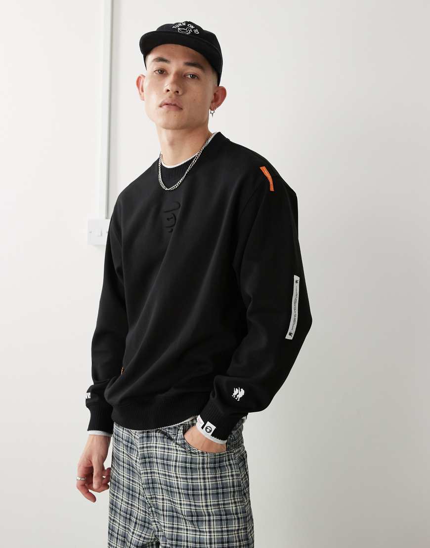 Aape By A Bathing Ape - Sweatshirt in Schwarz mit Logo-Grau von AAPE BY A BATHING APE®