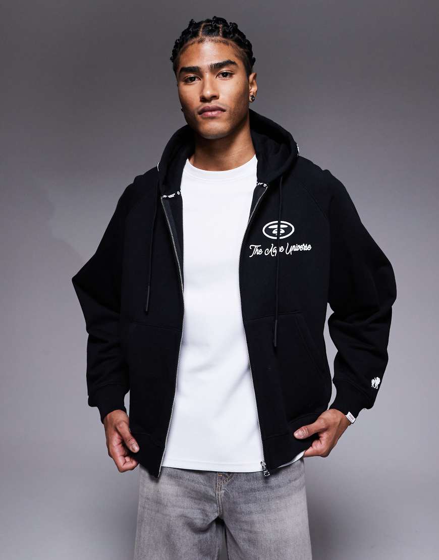 Aape by A Bathing Ape - Kastiger Kapuzenpullover in Schwarz mit Kapuzenaufnähern von AAPE BY A BATHING APE®