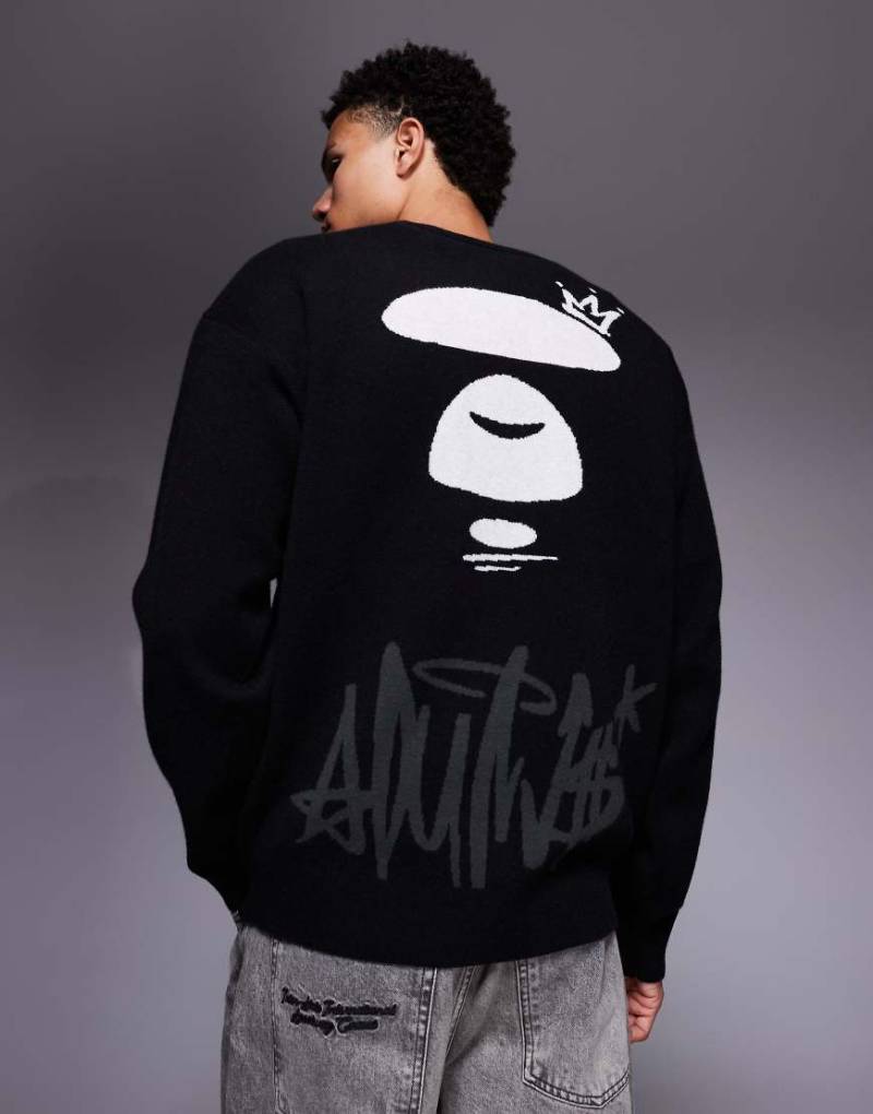 Aape by A Bathing Ape - Strickpullover in Schwarz mit platziertem Graffiti-Print von AAPE BY A BATHING APE®
