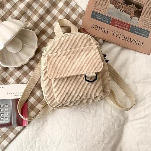 AAPIE Modischer Damen-Mini-Rucksack, einfarbig, Cord, klein, einfach, lässig, Studenten, Büchertaschen, Reiserucksäcke von AAPIE