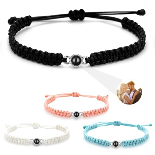 AAQ Armband mit Foto – personalisiertes Foto Armband, Projektionsarmband mit Bild, personalisierte Geschenke für Frauen und Mama zu Weihnachten und Geburtstag (Breiter geflochtener Kordel) von AAQ