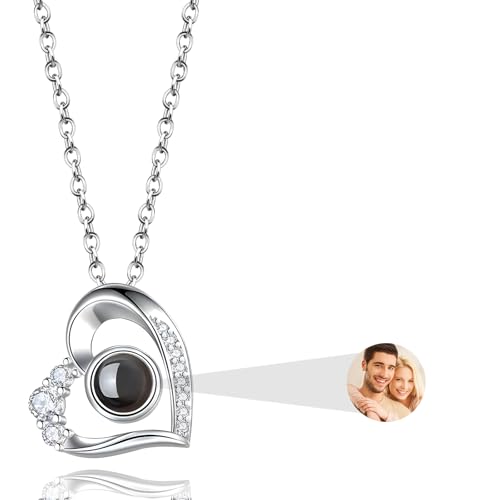 AAQ Personalisierte Kette mit Bild - Projektionskette mit eingebettetem Foto, personalisierte Geschenke für Frauen und Mama zu Weihnachten und Geburtstag von AAQ