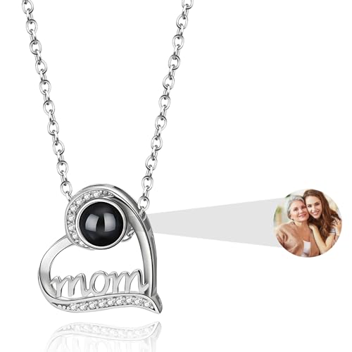 AAQ Personalisierte Kette mit Bild - Projektionskette mit eingebettetem Foto, personalisierte Geschenke für Frauen und Mama zu Weihnachten und Geburtstag von AAQ