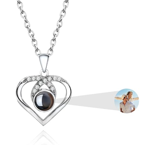AAQ Personalisierte Kette mit Bild - Projektionskette mit eingebettetem Foto, personalisierte Geschenke für Frauen und Mama zu Weihnachten und Geburtstag von AAQ