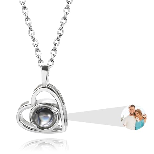AAQ Personalisierte Kette mit Bild - Projektionskette mit eingebettetem Foto, personalisierte Geschenke für Frauen und Mama zu Weihnachten und Geburtstag von AAQ