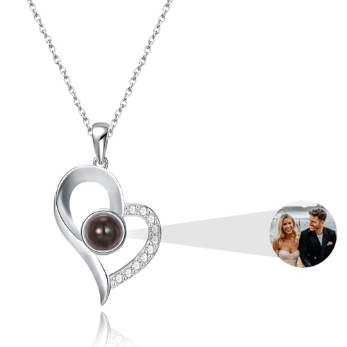 AAQ Personalisierte Kette mit Bild - Projektionskette mit eingebettetem Foto, personalisierte Geschenke für Frauen und Mama zu Weihnachten und Geburtstag von AAQ