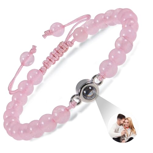 AAQ Personalisiertes Armband mit Foto - Projektion Armband Personalisierte Valentinstag Geschenke für Damen Herren Freundin (03-Rosa) von AAQ