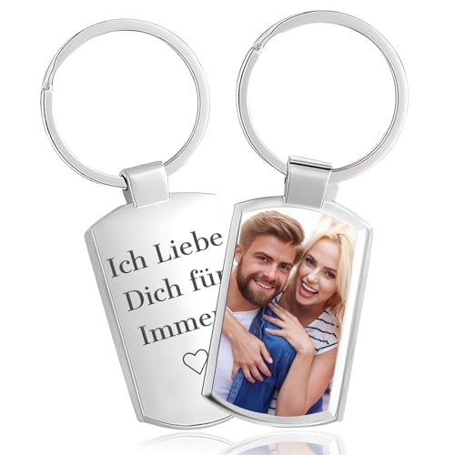 AAQ Schlüsselanhänger Personalisiert mit Foto und Wunschtext - Personalisierte Valentinstag Geschenke für Männer Frauen (Rechteckig) von AAQ