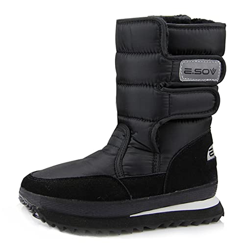 AARDIMI Schneeschuhe Für Frauen Flache Ferse Plus Größe Frauen Winterstiefel Wasserdichte Frauen Stiefeletten Wasserdicht (36 EU, Schwarz 2) Herstellergröße 37 von AARDIMI