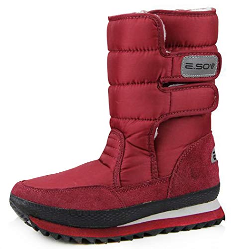 AARDIMI Beliebte Schneeschuhe für Frauen Flache Ferse Plus Größe Frauen Winterstiefel Wasserdichte Frauen Stiefeletten Wasserdicht, Gr.-41 EU, Weinrot von AARDIMI