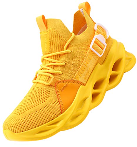 AARDIMI Herren Laufschuhe Fitness straßenlaufschuhe Sneaker Sportschuhe atmungsaktiv Anti-Rutsche Gym Fitness Schuhe (Gelb, Numeric_38) von AARDIMI