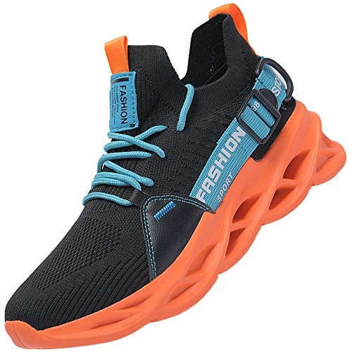 AARDIMI Herren Laufschuhe Fitness straßenlaufschuhe Sneaker Sportschuhe atmungsaktiv Anti-Rutsche Gym Fitness Schuhe (Orange, Numeric_41) von AARDIMI