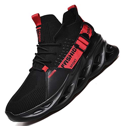 AARDIMI Herren Laufschuhe Fitness straßenlaufschuhe Sneaker Sportschuhe atmungsaktiv Anti-Rutsche Gym Fitness Schuhe (Schwarz rot, Numeric_44) von AARDIMI