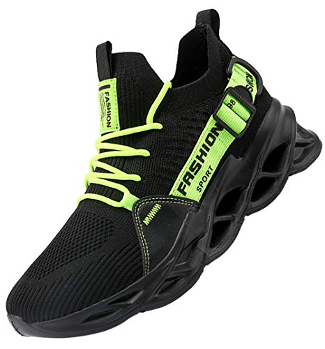 AARDIMI Herren Laufschuhe Fitness straßenlaufschuhe Sneaker Sportschuhe atmungsaktiv Anti-Rutsche Gym Fitness Schuhe (Schwarzgrün, Numeric_41) von AARDIMI