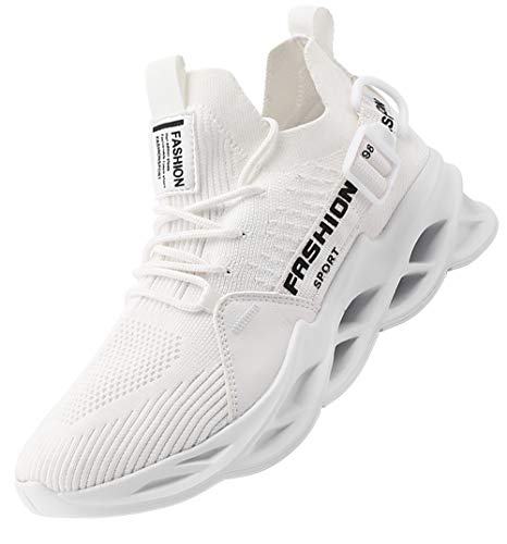 AARDIMI Herren Laufschuhe Fitness straßenlaufschuhe Sneaker Sportschuhe atmungsaktiv Anti-Rutsche Gym Fitness Schuhe (Weiß, Numeric_38) von AARDIMI