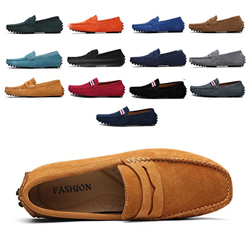 AARDIMI Herren Mokassins Bootsschuhe Wildleder Loafers Schuhe Flache Fahren Halbschuhe Beiläufig Slippers Hausschuh (38 EU, Z-braun) von AARDIMI