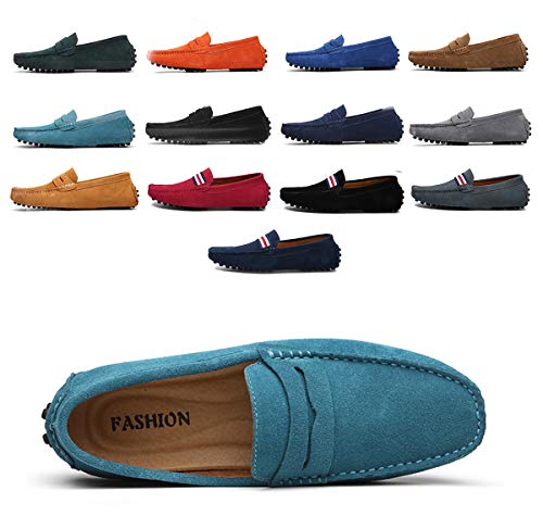 AARDIMI Herren Mokassins Bootsschuhe Wildleder Loafers Schuhe Flache Fahren Halbschuhe Beiläufig Slippers Hausschuh (40 EU, Z-Himmelblau) von AARDIMI