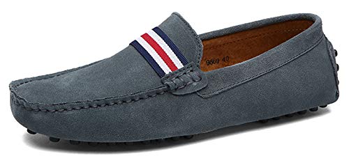 AARDIMI Herren Mokassins Bootsschuhe Wildleder Loafers Schuhe Flache Fahren Halbschuhe Beiläufig Slippers Hausschuh (43, Grau) von AARDIMI