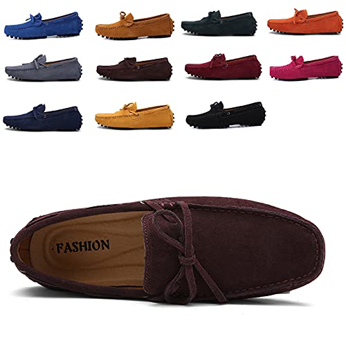 AARDIMI Herren Mokassins Bootsschuhe Wildleder Loafers Schuhe Flache Fahren Halbschuhe Beiläufig Slippers Hausschuh (43 EU, X-Kaffee-4021) von AARDIMI