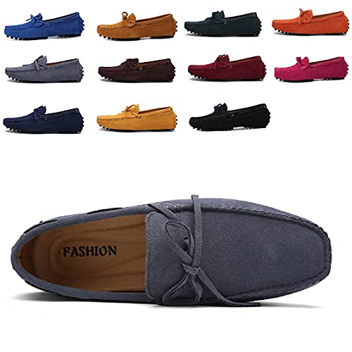 AARDIMI Herren Mokassins Bootsschuhe Wildleder Loafers Schuhe Flache Fahren Halbschuhe Beiläufig Slippers Hausschuh (48 EU, X-schwarz-4021) von AARDIMI