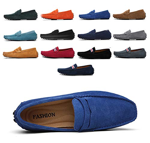 AARDIMI Herren Mokassins Bootsschuhe Wildleder Loafers Schuhe Flache Fahren Halbschuhe Beiläufig Slippers Hausschuh (50, Z-Königsblau) von AARDIMI