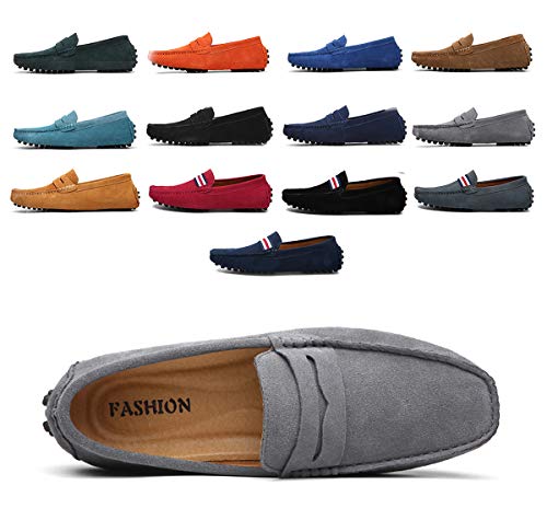 AARDIMI Herren Mokassins Bootsschuhe Wildleder Loafers Schuhe Flache Fahren Halbschuhe Beiläufig Slippers Hausschuh (50, Z-grau) von AARDIMI