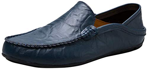 AARDIMI Herren Mokkasins Slip on Casual Männer Loafers Frühling und Herbst Herren Mokassins Schuhe aus echtem Leder Herren Wohnungen Schuhe schwarz (38, Blau) von AARDIMI