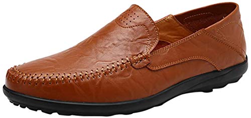 AARDIMI Herren Mokkasins Slip on Casual Männer Loafers Frühling und Herbst Herren Mokassins Schuhe aus echtem Leder Herren Wohnungen Schuhe schwarz (42 EU, Z-Braun) von AARDIMI