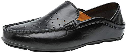 AARDIMI Herren Mokkasins Slip on Casual Männer Loafers Frühling und Herbst Herren Mokassins Schuhe aus echtem Leder Herren Wohnungen Schuhe schwarz (42 EU, Z-Schwarz 2) von AARDIMI