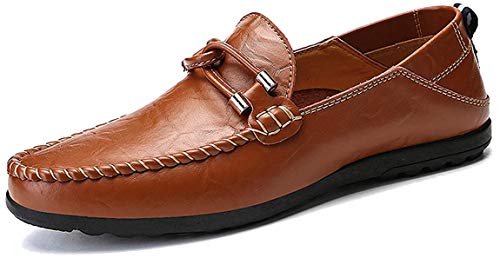 AARDIMI Herren Mokkasins Slip on Casual Männer Loafers Frühling und Herbst Herren Mokassins Schuhe aus echtem Leder Herren Wohnungen Schuhe schwarz (43 EU, Z-Braun-1190) von AARDIMI