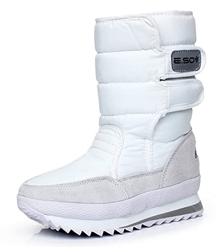 AARDIMI Herren Schneeschuhe Rutschfeste Schneestiefel Plus Größe Damen Warme Gefütterte Stiefel Winter Stiefel Outdoor Boots Schwarz 36-47 (Weiß, numeric_39) von AARDIMI