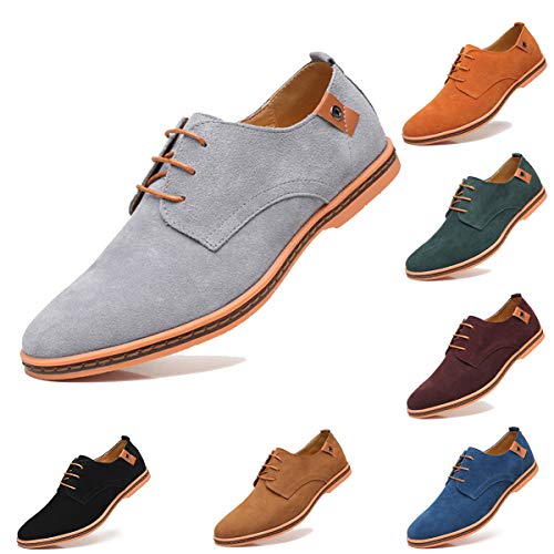 AARDIMI Herren Schnürhalbschuhe Casual Schuhe Herren Halbschuhe Wohnungen schnüren Sich Männliche Wildleder Oxfords Derby Abendschuhe, 42 EU, Grau von AARDIMI