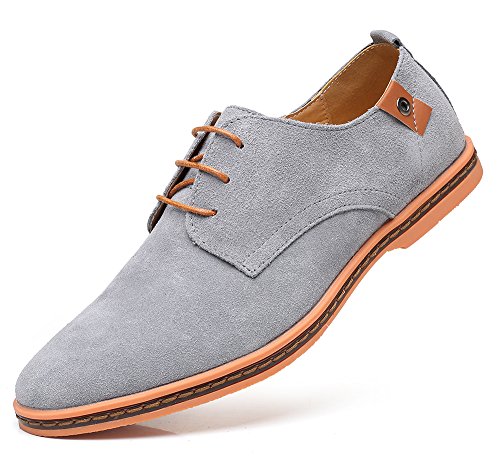 AARDIMI Herren Schnürhalbschuhe Casual Schuhe Männer Wohnungen Schnüren Sich Männliche Wildleder Oxfords Männer Business Schuhe Lederschuhe (40 EU, Grau) von AARDIMI