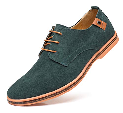 AARDIMI Herren Schnürhalbschuhe Casual Schuhe Männer Wohnungen Schnüren Sich Männliche Wildleder Oxfords Männer Business Schuhe Lederschuhe (43 EU, Grün) von AARDIMI