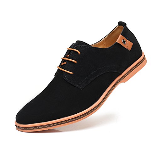 AARDIMI Herren Schnürhalbschuhe Casual Schuhe Männer Wohnungen Schnüren Sich Männliche Wildleder Oxfords Männer Business Schuhe Lederschuhe (45, Schwarz) von AARDIMI