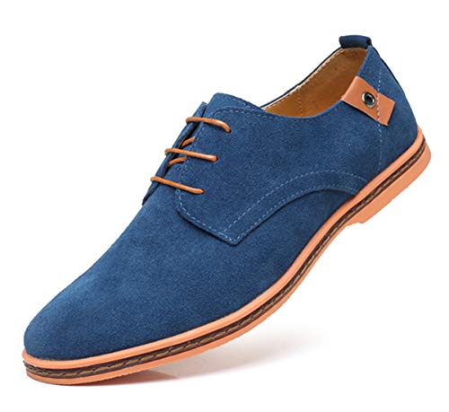 AARDIMI Herren Schnürhalbschuhe Casual Schuhe Männer Wohnungen Schnüren Sich Männliche Wildleder Oxfords Männer Business Schuhe Lederschuhe (48, Blau) von AARDIMI