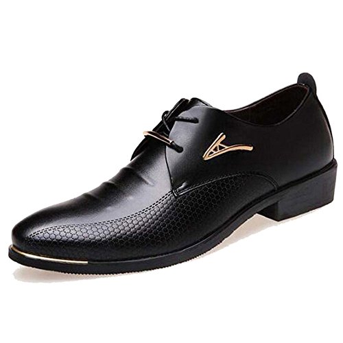 AARDIMI Herren Schnürhalbschuhe Hochzeit Schuhe Männer Spitz Oxfords Mann Kleid Leder Schuhe Formale Zapatos Hombre(Hersteller-Größentabelle im Bild Beachten)(40 Schwarz) von AARDIMI