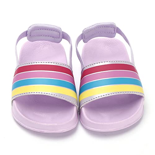 AARDIMI Kinder Badelatschen Badeschlappen Sommer Flache Hausschuhe Mädchen rutschfest Dusch Badeschuhe Kinder Strand Sandalen (irisierend, Numeric_26) von AARDIMI