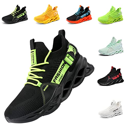 AARDIMI Laufschuhe Fitness straßenlaufschuhe Sneaker Sportschuhe atmungsaktiv Anti-Rutsche Gym Fitness Sneaker (Schwarzgrün, Adult, Women, Numeric_39, Numeric, eu_Footwear_Size_System, medium) von AARDIMI