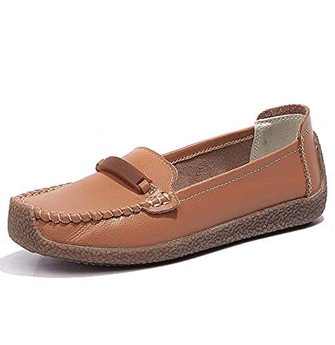 AARDIMI Mokassins Damen Bootsschuhe Loafers Halbschuhe Casual Fahren Schuhe Wildleder Slip on Slipper Erbsenschuhe (40 EU,braun-4019) von AARDIMI