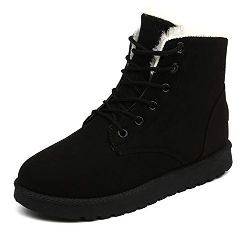 AARDIMI Neue Heiße Frauen Stiefel Schnee Warme Winterstiefel Lace Up Pelz Stiefeletten Damen Winterschuhe Frauen Schuhe (42 EU, Schwarz) von AARDIMI