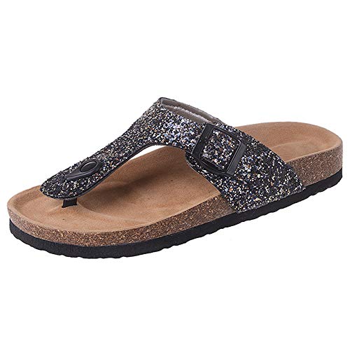 AARDIMI Sandalen Damen Frauen Flip Flops Kreuzband Geflochtene Sandalen Roman Schuhe Sommer Woven Strap Mode Strand Hausschuhe Flacher Anti Rutsch (36 EU, 1748-Z-schwarz) von AARDIMI