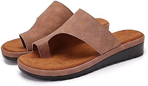 AARDIMI Sandalen Damen Frauen Flip Flops Kreuzband Geflochtene Sandalen Roman Schuhe Sommer Woven Strap Mode Strand Hausschuhe Flacher Anti Rutsch (37 EU, Z-Khaki-1245) von AARDIMI