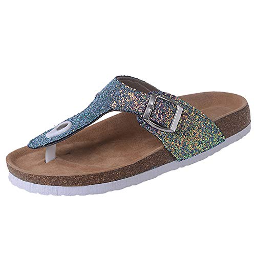 AARDIMI Sandalen Damen Frauen Flip Flops Kreuzband Geflochtene Sandalen Roman Schuhe Sommer Woven Strap Mode Strand Hausschuhe Flacher Anti Rutsch (44 EU, 1748-Z-Grün) von AARDIMI