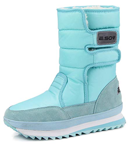 AARDIMI Schneeschuhe Für Frauen Flache Ferse Plus Größe Frauen Winterstiefel wasserdichte Frauen Stiefeletten Wasserdicht, （41 EU Blau） von AARDIMI