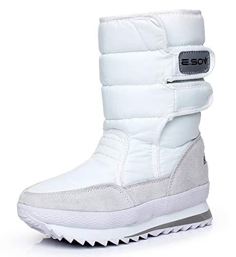 AARDIMI Schneeschuhe Für Frauen Flache Ferse Plus Größe Frauen Winterstiefel wasserdichte Frauen Stiefeletten Wasserdicht (42 EU, Weiß) von AARDIMI