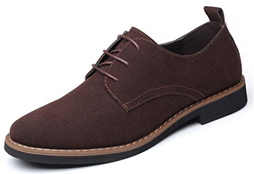 AARDIMI Schnürhalbschuhe Herren Klassische Derby Oxfords Modische Anzug Schuhe Lace ups Herren Business Schuhe Hochzeit Schuhe (43 EU, Brown) von AARDIMI